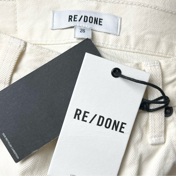 NWT RE/DONE 90s High Waist Distress Denim Straight Leg Rip Knee Fray Hem Jean 26 - Picture 8 of 10